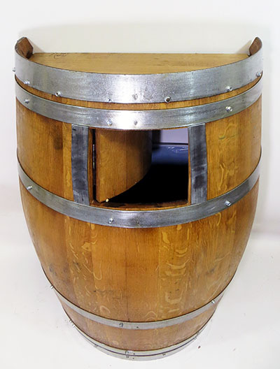 WWR-35H, Compact Split Wine Barrel Waste Receptacle 35 in. H